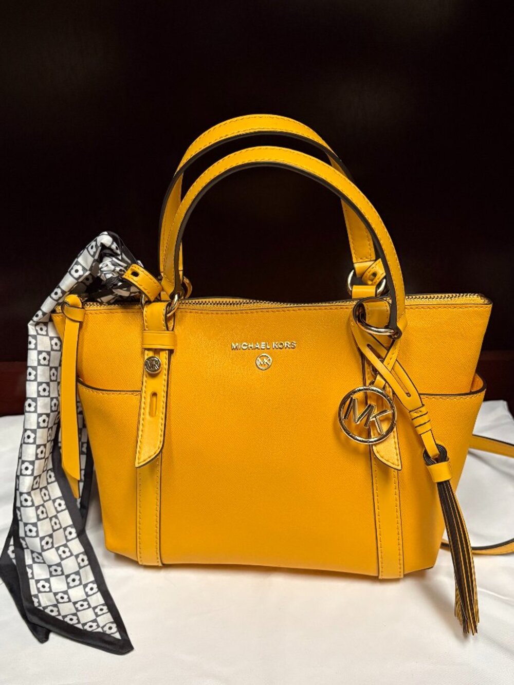 Michael Kors Saffiano Leather Tote in Sunshine Yellow